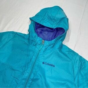 Columbia Kids Omni-Shield Teal Hooded Rain Jacket